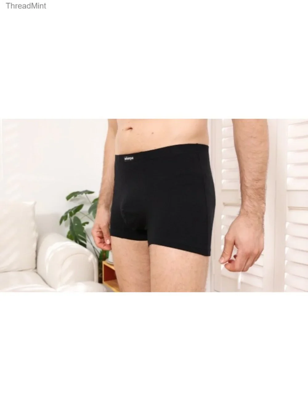 Men's Cotton Trunks Underwear Short Leg Boxer Briefs 4 Pack No Fly